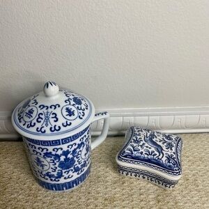 🌸Blue/White Trinkets Cup/Tray🌸